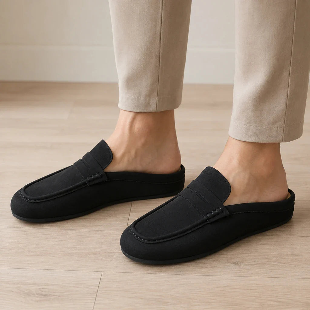 Chaussons Style Mocassin en Suédine - porté