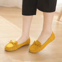 Chaussures Femme Mocassin En Suédine Jaunes - porté