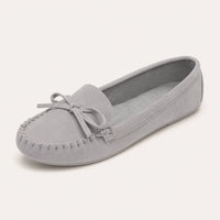 Les Mocassins Femme En Suédine Gris - vue 3/4