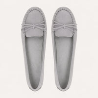 Les Mocassins Femme En Suédine Gris - vue du dessus