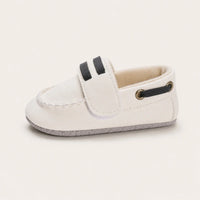 Mocassin Bébé Blanc Souples En Simili-Cuir - vue de côté