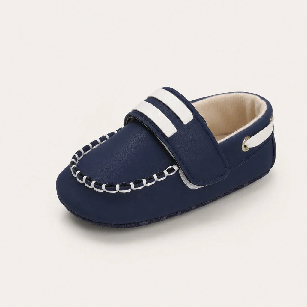 Mocassin Bébé Bleu Marine En Similicuir - vue 3/4