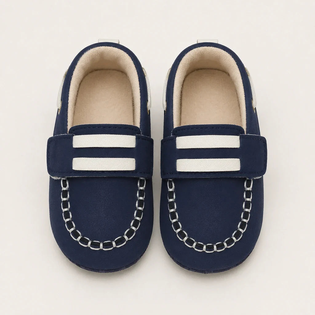 Mocassin Bébé Bleu Marine En Similicuir - vue du dessus