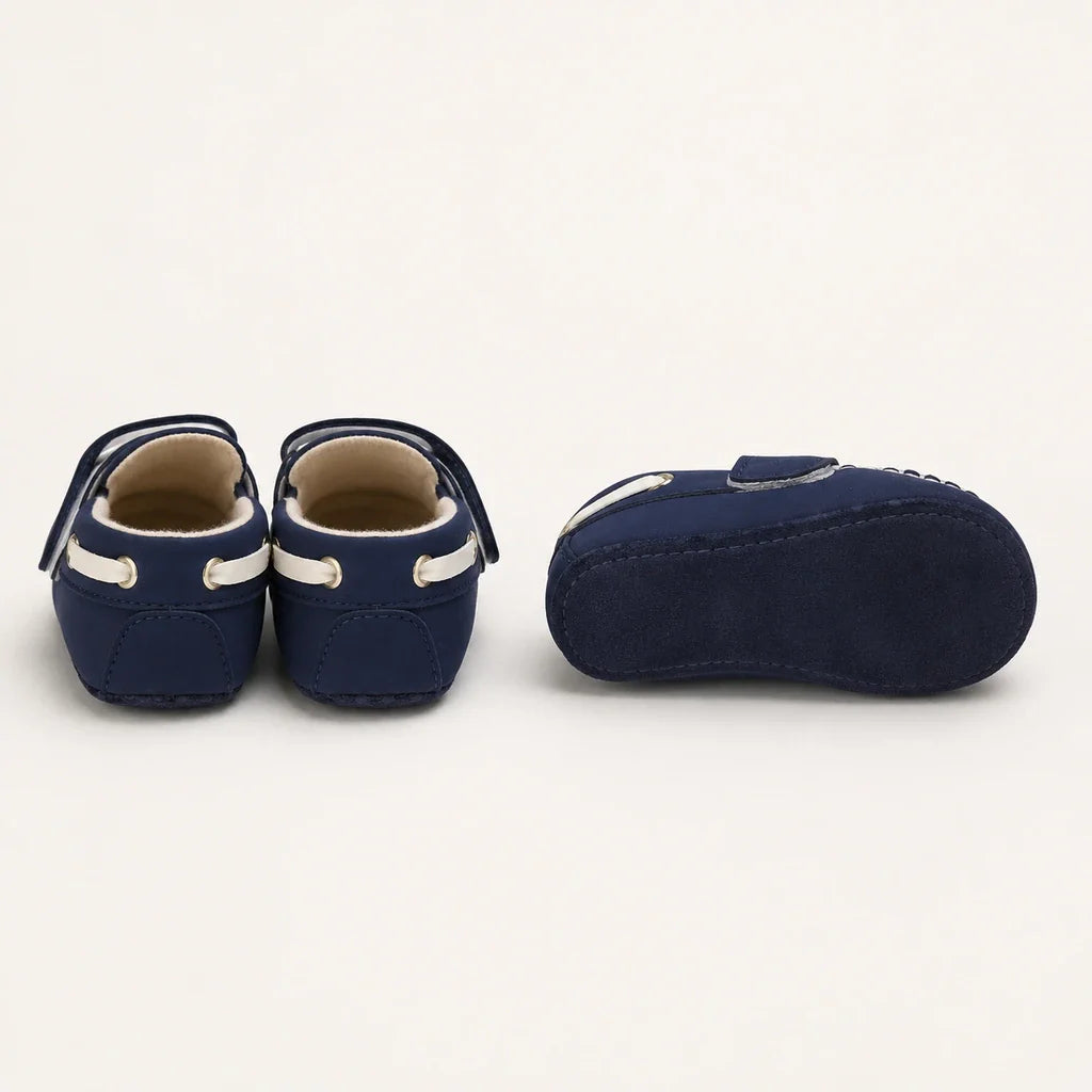 Mocassin Bébé Bleu Marine En Similicuir - vue de la semelle