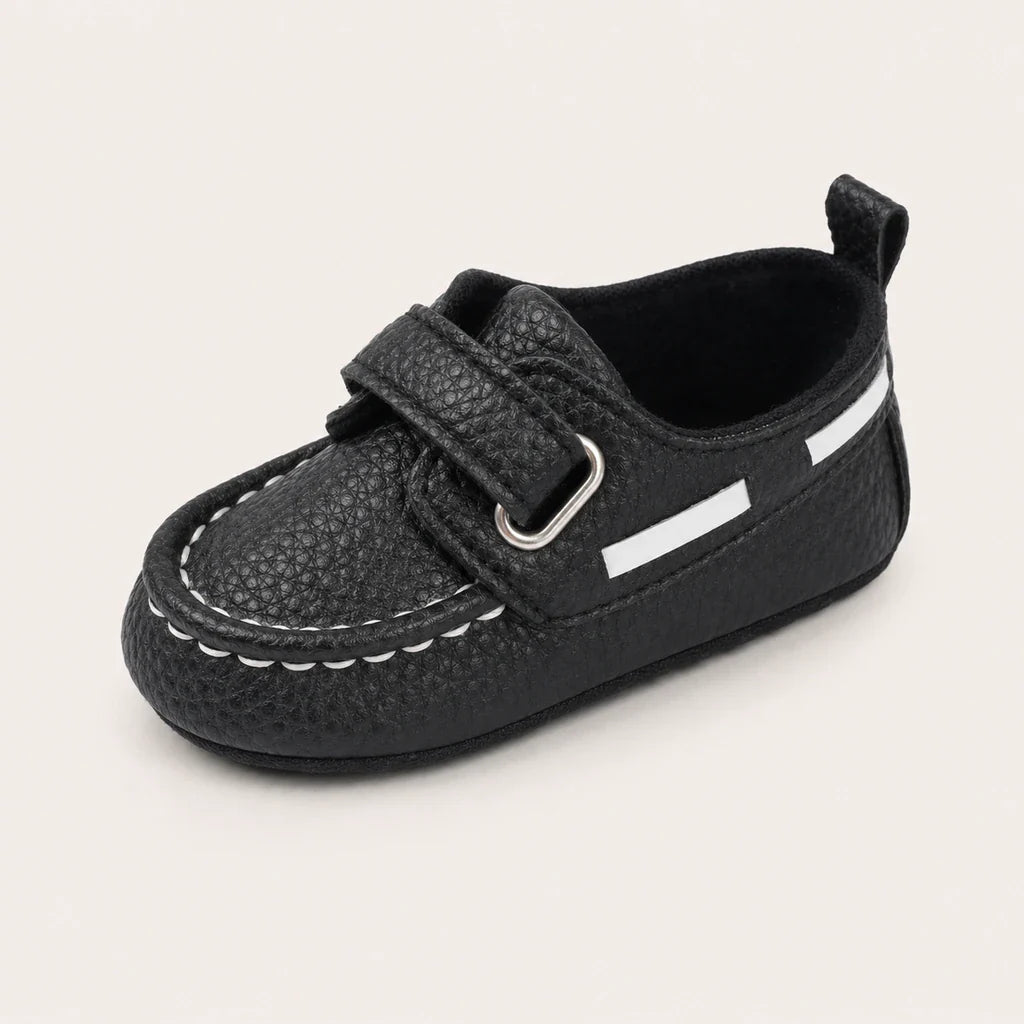 Mocassin Bébé De Premier Pas En Simili-Cuir Noir - vue 3/4