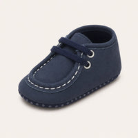 Mocassin Bébé Garçon Bleu Marine À Lacets - vue 3/4