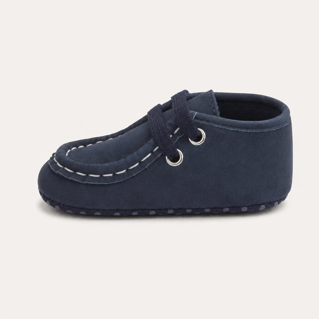 Mocassin Bébé Garçon Bleu Marine À Lacets - vue de côté