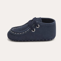Mocassin Bébé Garçon Bleu Marine À Lacets - vue de côté