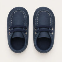 Mocassin Bébé Garçon Bleu Marine À Lacets - vue du dessus