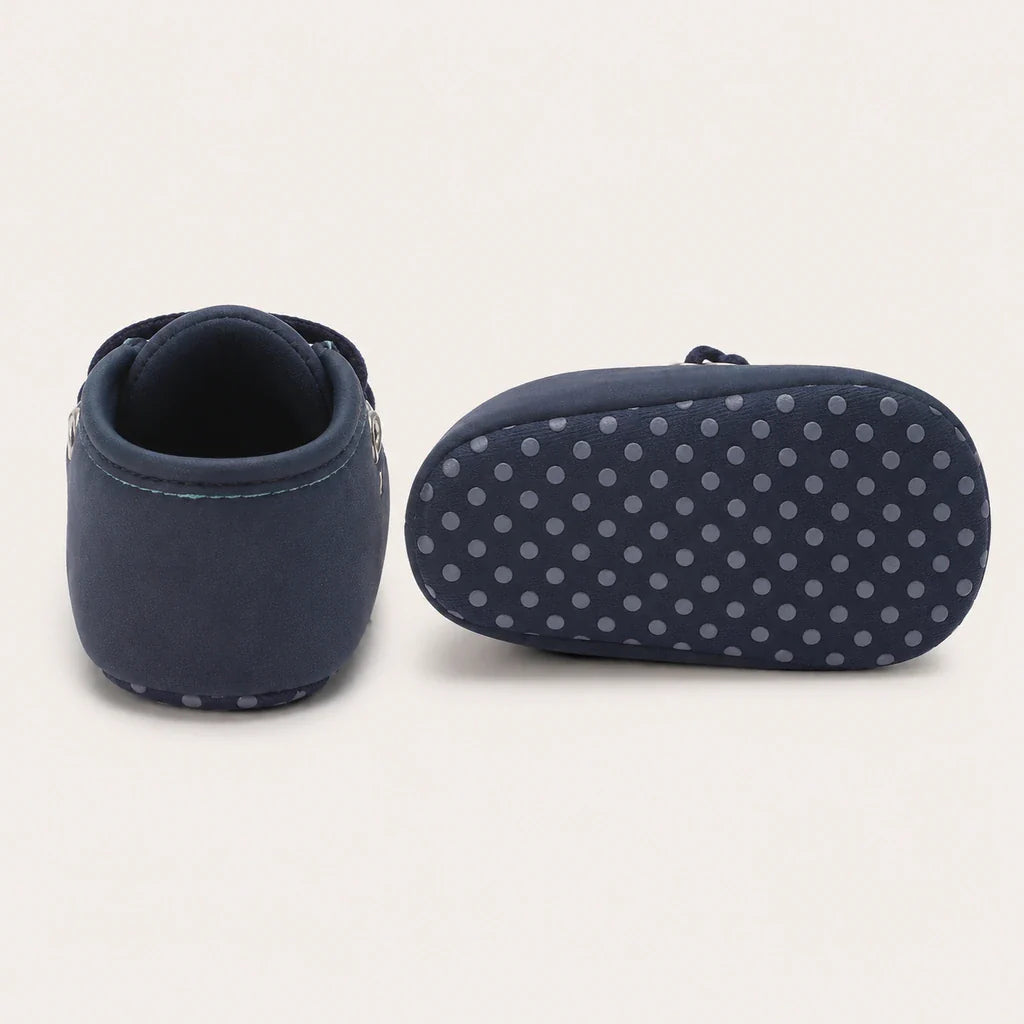 Mocassin Bébé Garçon Bleu Marine À Lacets - vue de la semelle