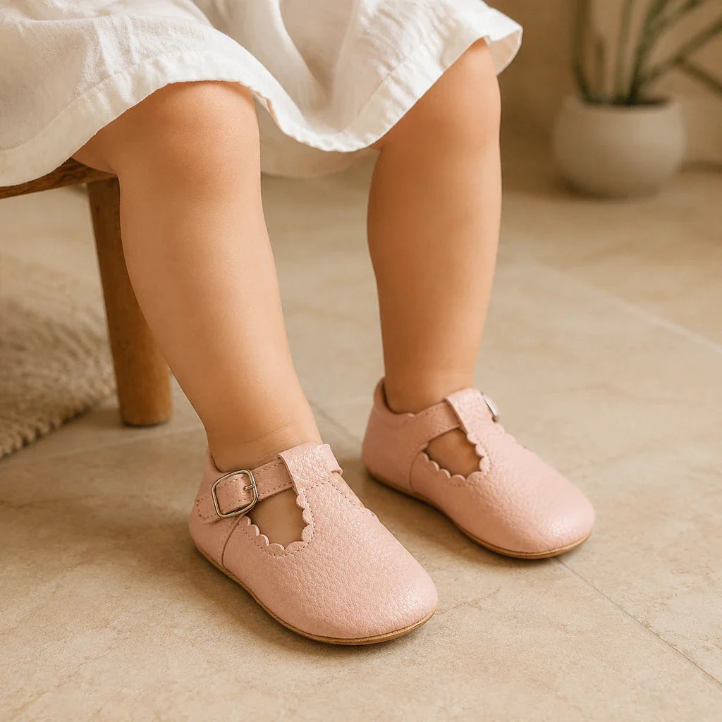 Mocassin Bébé Simili-Cuir Rose - vue de la semelle