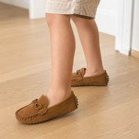 Mocassin Camel En Daim Enfant Bateau - porté