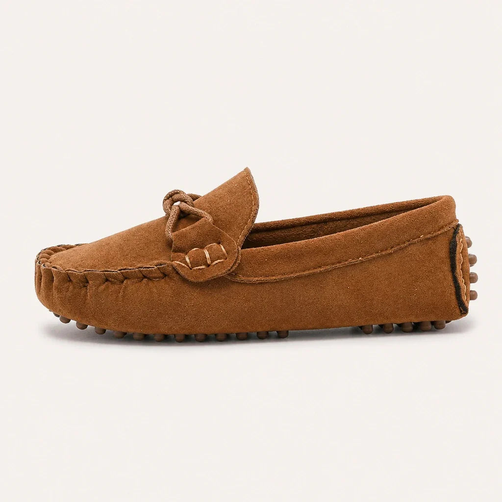 Mocassin Camel En Daim Enfant Bateau - vue de côté