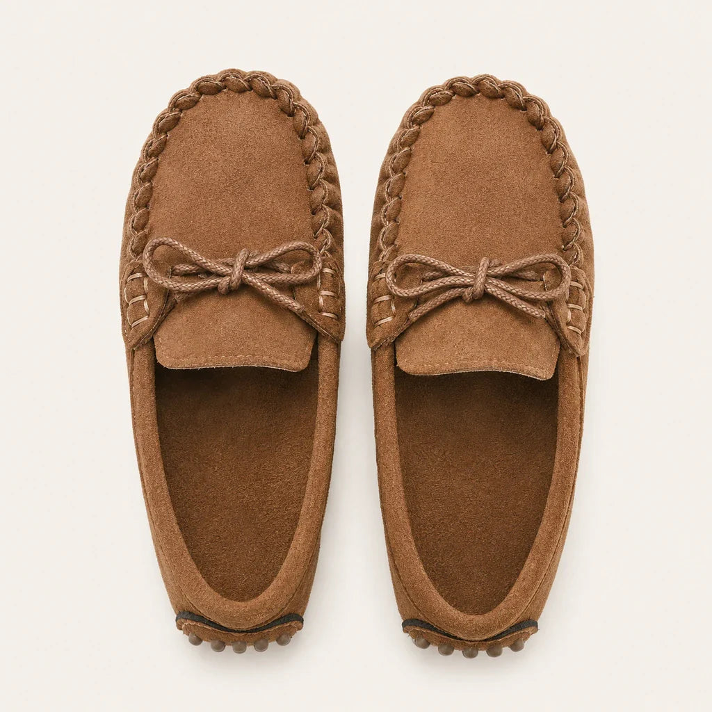 Mocassin Camel En Daim Enfant Bateau - vue du dessus