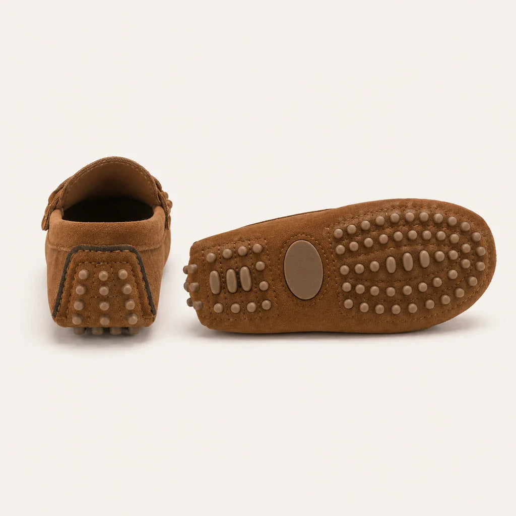 Mocassin Camel En Daim Enfant Bateau - vue de la semelle