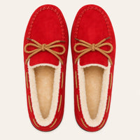 Mocassin Confortable Femme Rouges Doublés Peluche - vue du dessus