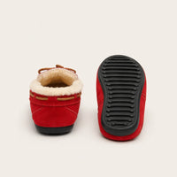 Mocassin Confortable Femme Rouges Doublés Peluche - vue de la semelle