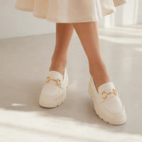 Mocassin Cuir Beige Femme - porté