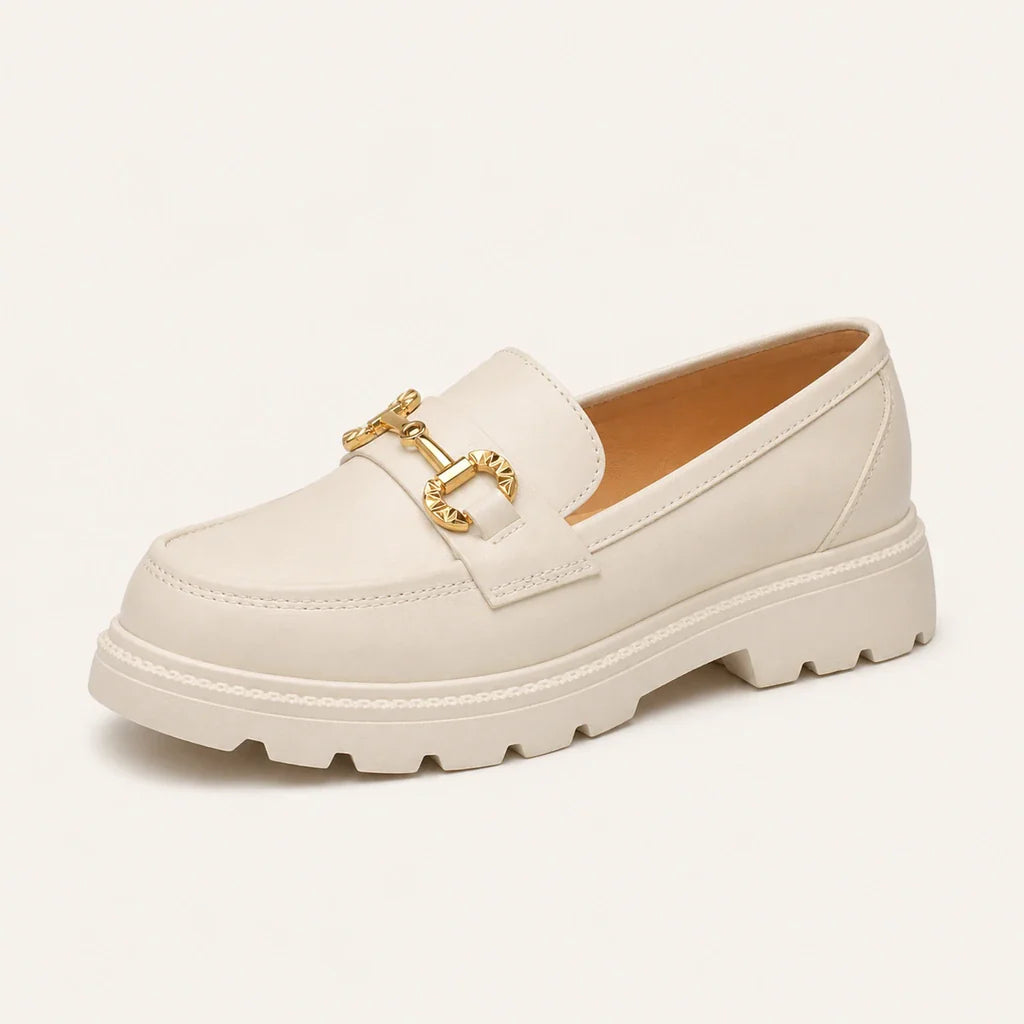 Mocassin Cuir Beige Femme - vue 3/4