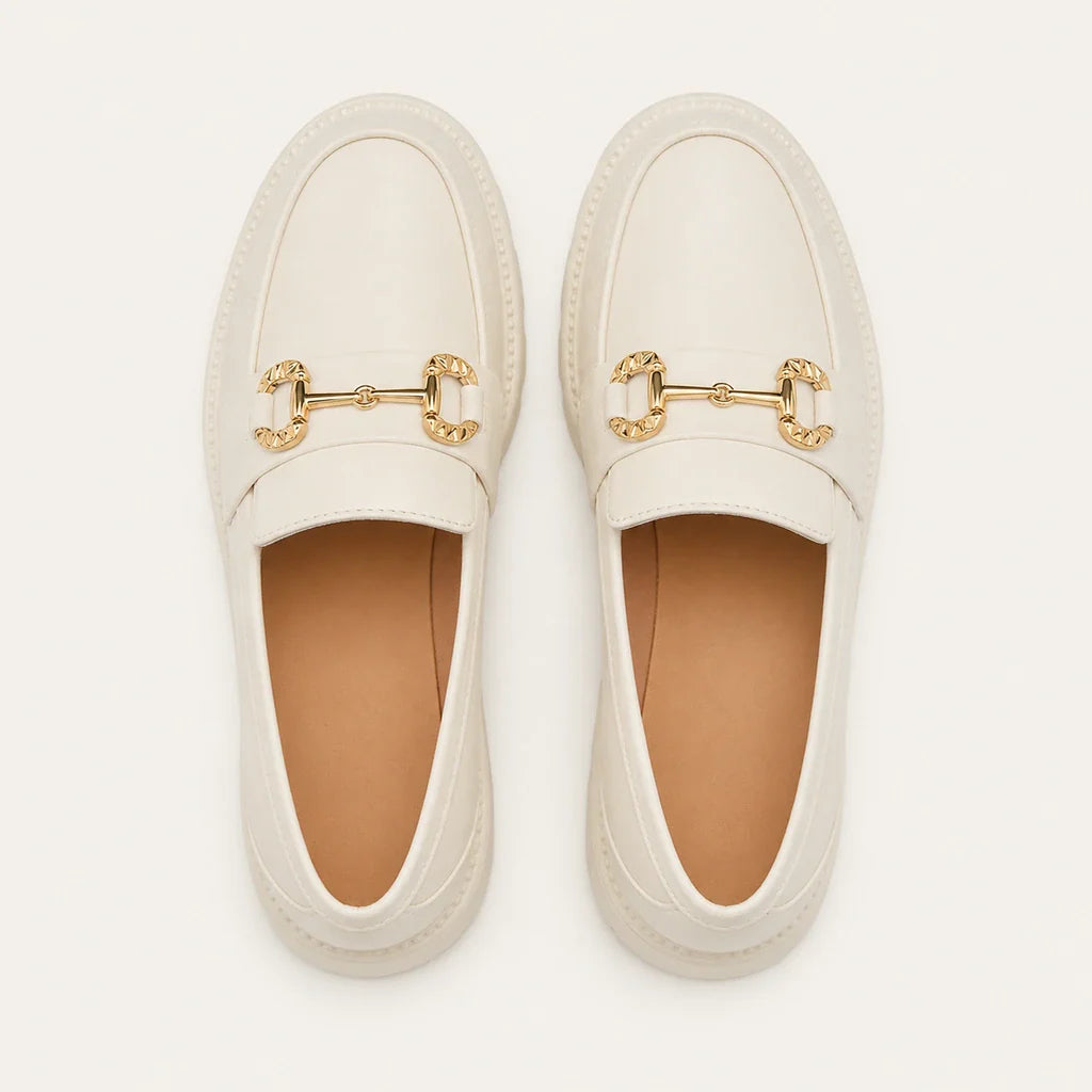 Mocassin Cuir Beige Femme - vue du dessus