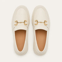 Mocassin Cuir Beige Femme - vue du dessus