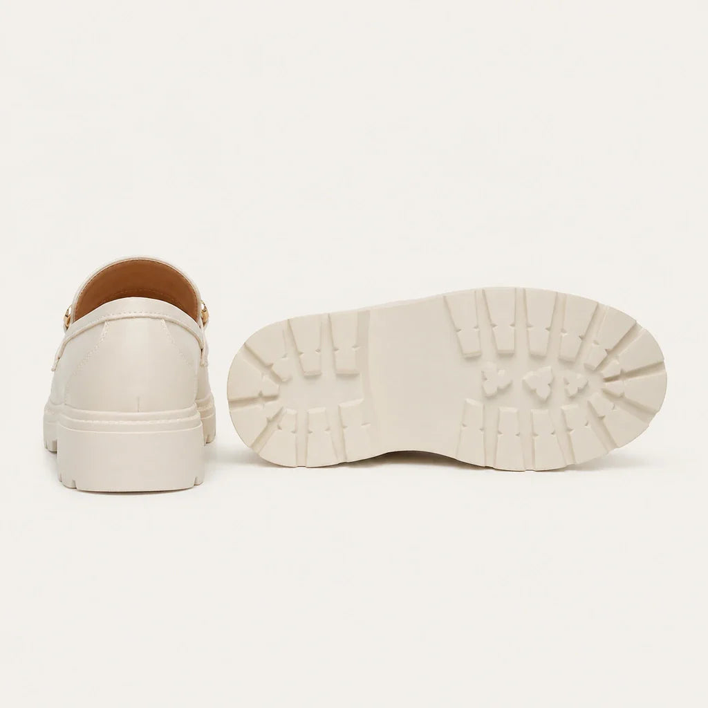 Mocassin Cuir Beige Femme - vue de la semelle