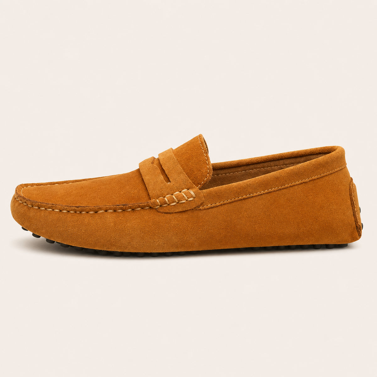 Mocassin Cuir Homme Marron En Daim De Conduite - vue de côté