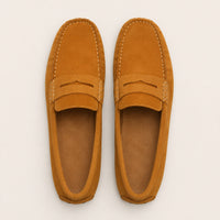 Mocassin Cuir Homme Marron En Daim De Conduite - vue du dessus