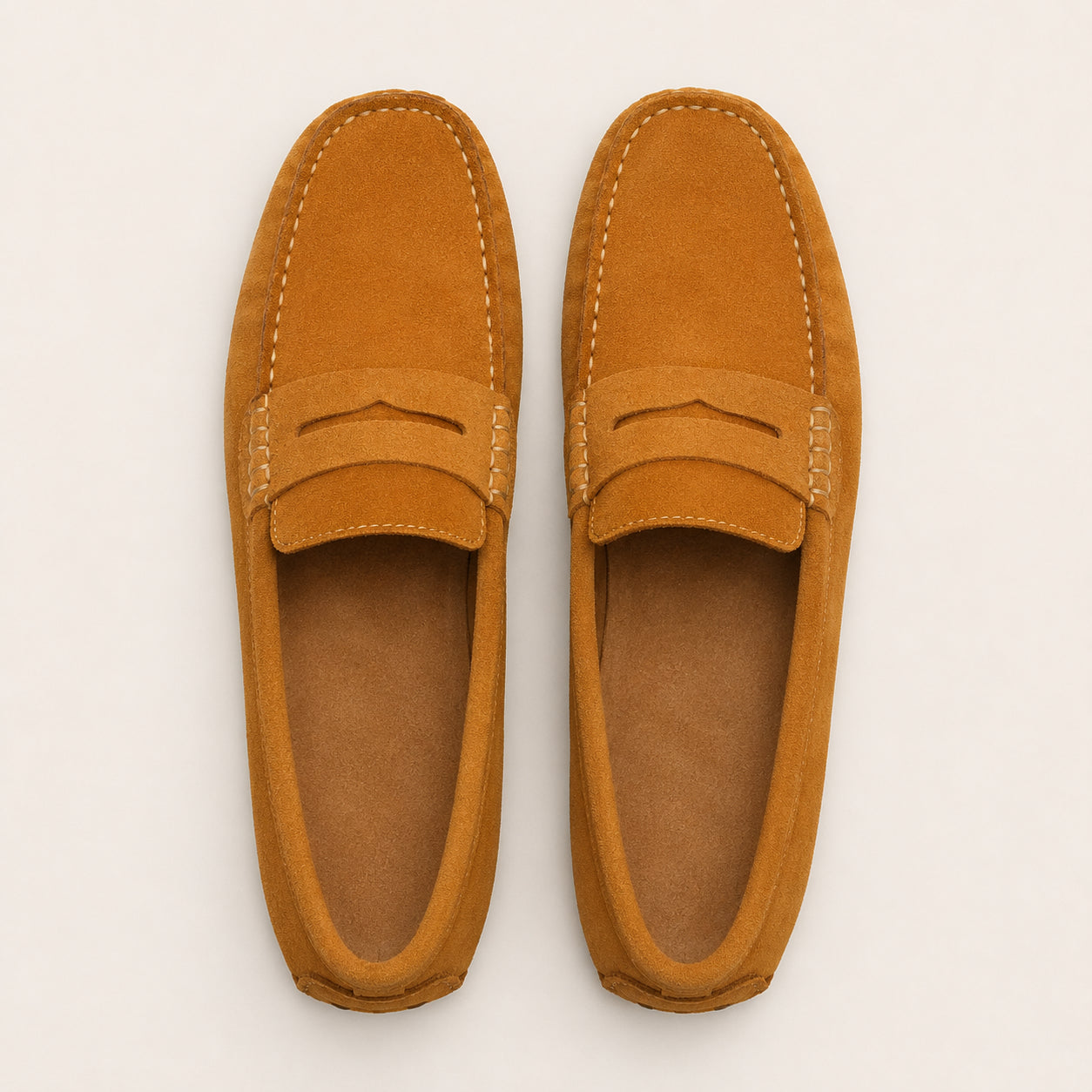 Mocassin Cuir Homme Marron En Daim De Conduite - vue du dessus