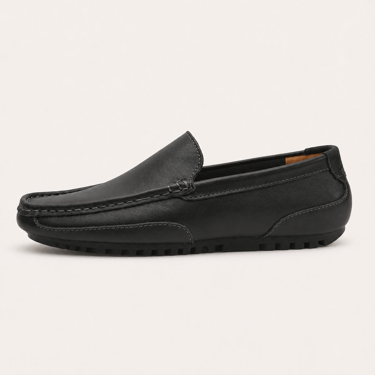 Mocassin Cuir Noir Homme - vue de côté