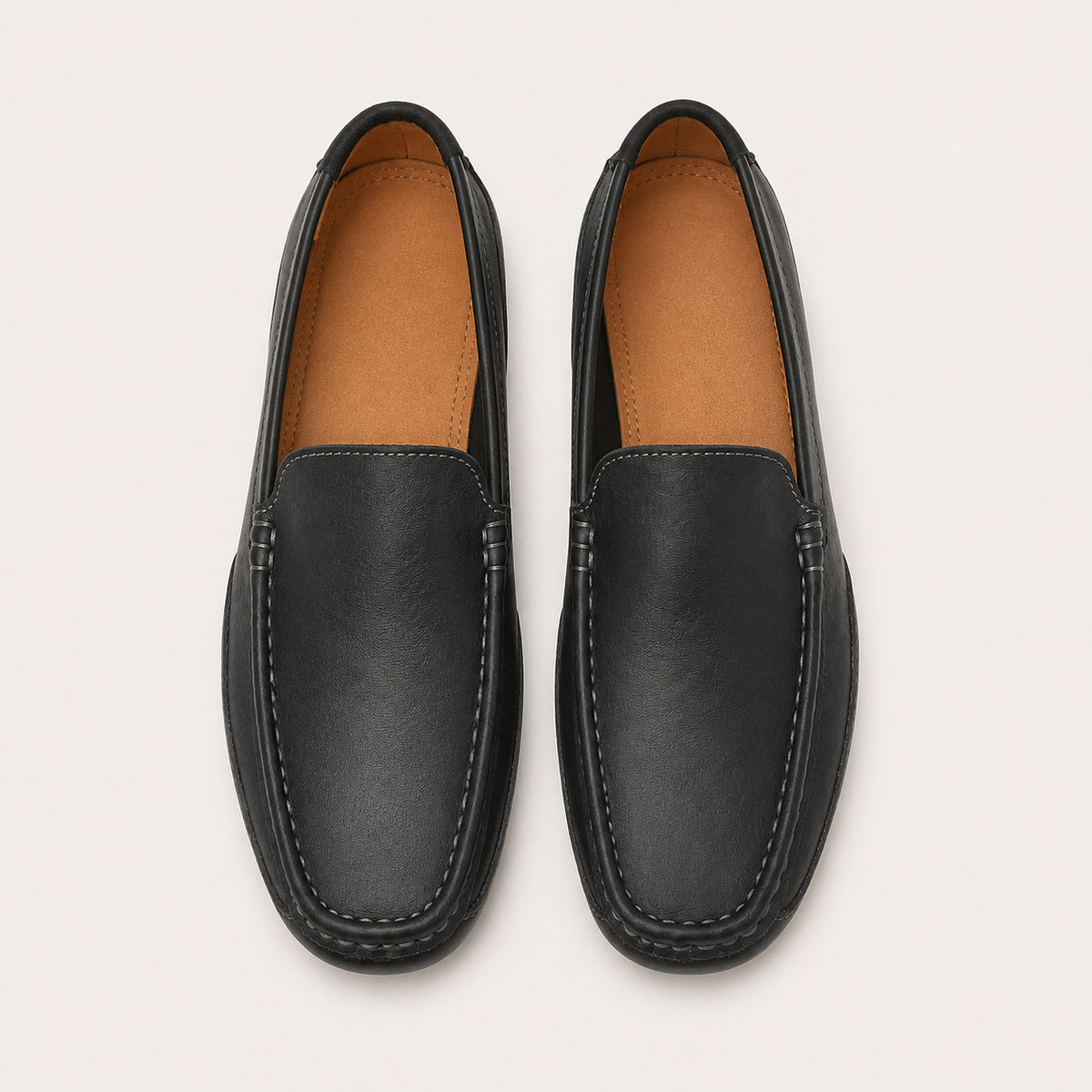 Mocassin Cuir Noir Homme - vue du dessus