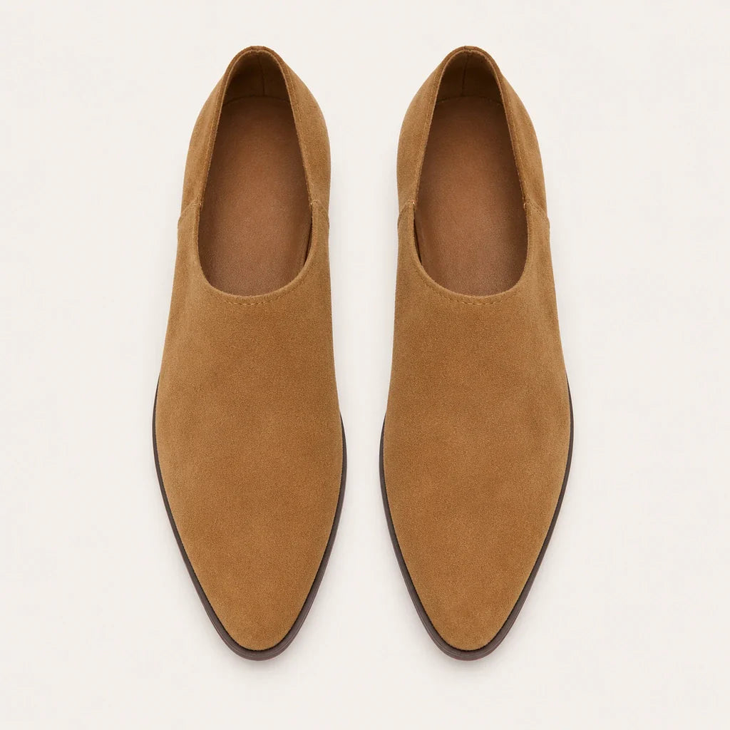 Mocassin Cuire Femme En Cuir Suédé À Bout Pointu - vue du dessus