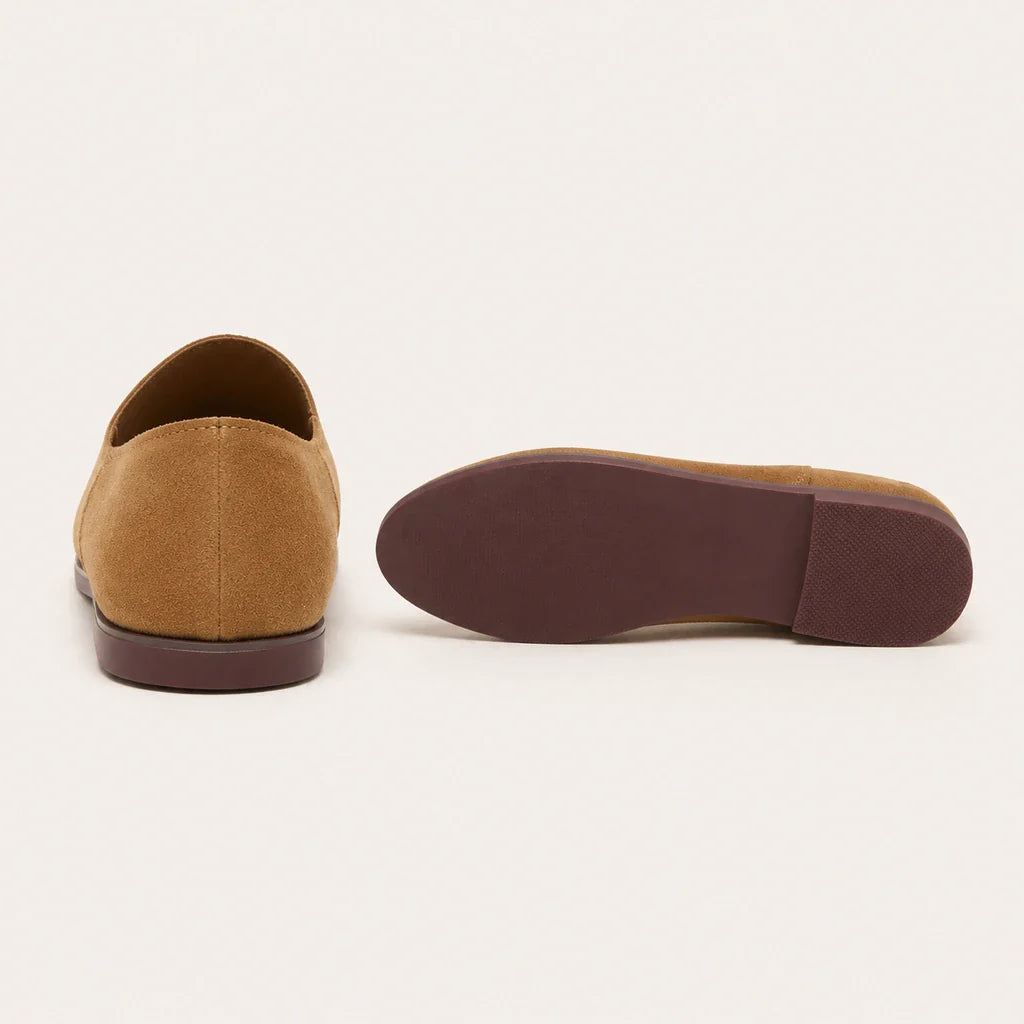 Mocassin Cuire Femme En Cuir Suédé À Bout Pointu - vue de la semelle