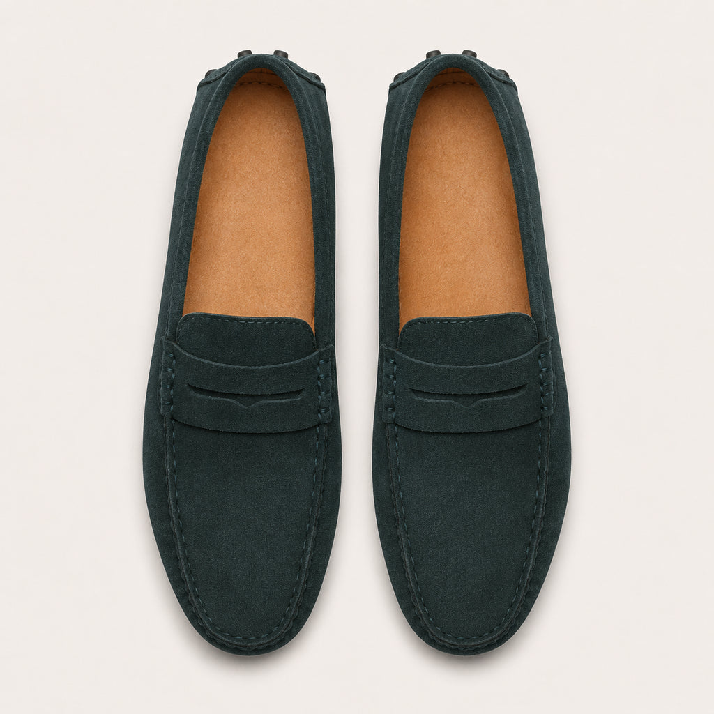 Mocassin D'Été Pour Homme En Daim De Conduite - vue du dessus