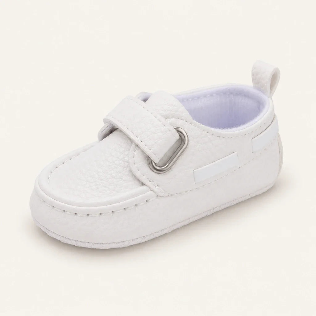 Mocassin En Cuir Blanc Pour Bébé - vue 3/4