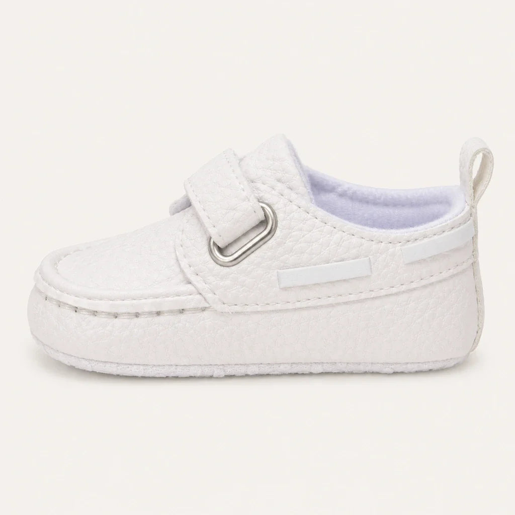 Mocassin En Cuir Blanc Pour Bébé - vue du dessus
