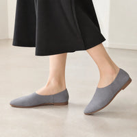 Mocassin En Cuir Femme Daim Bout Pointu - porté