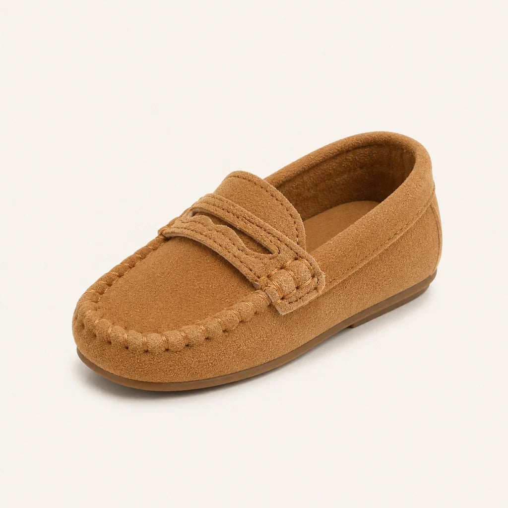 Mocassin En Daim Camel Pour Enfant - vue 3/4