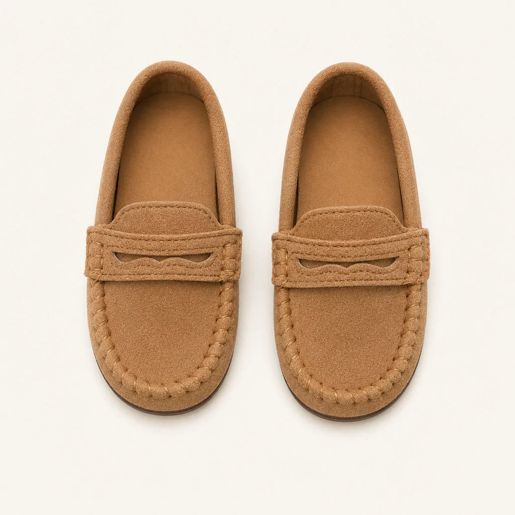 Mocassin En Daim Camel Pour Enfant - vue du dessus