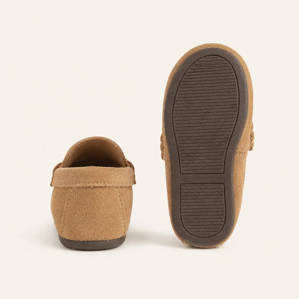 Mocassin En Daim Camel Pour Enfant - vue de la semelle