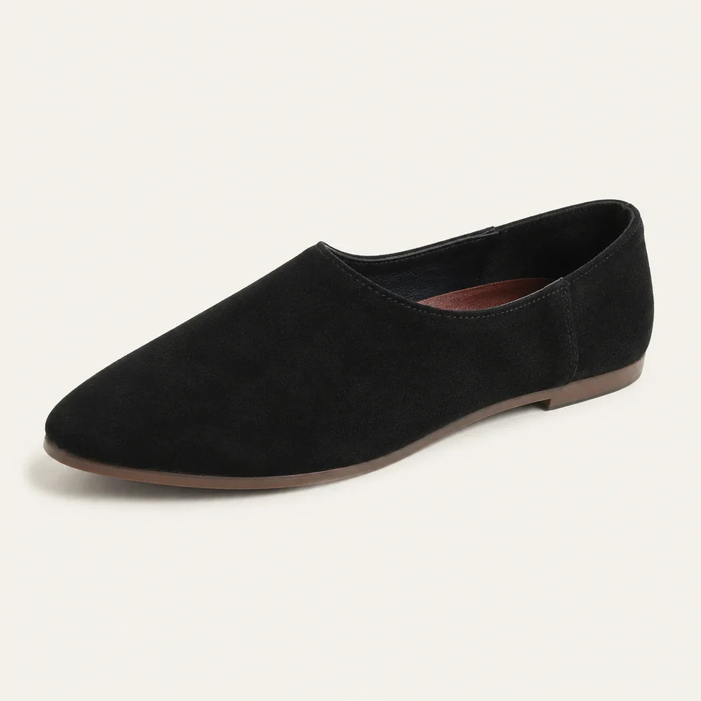 Mocassin En Daim Femme Bout Pointu Cuir Suédé - vue 3/4