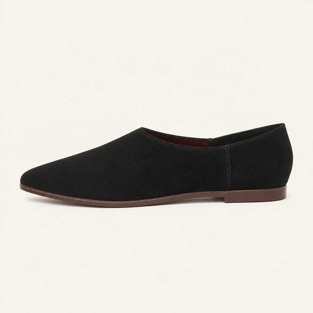 Mocassin En Daim Femme Bout Pointu Cuir Suédé - vue de côté