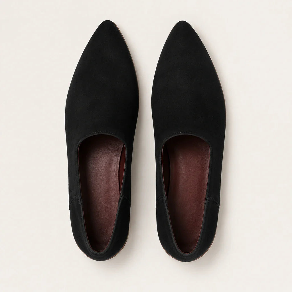 Mocassin En Daim Femme Bout Pointu Cuir Suédé - vue du dessus