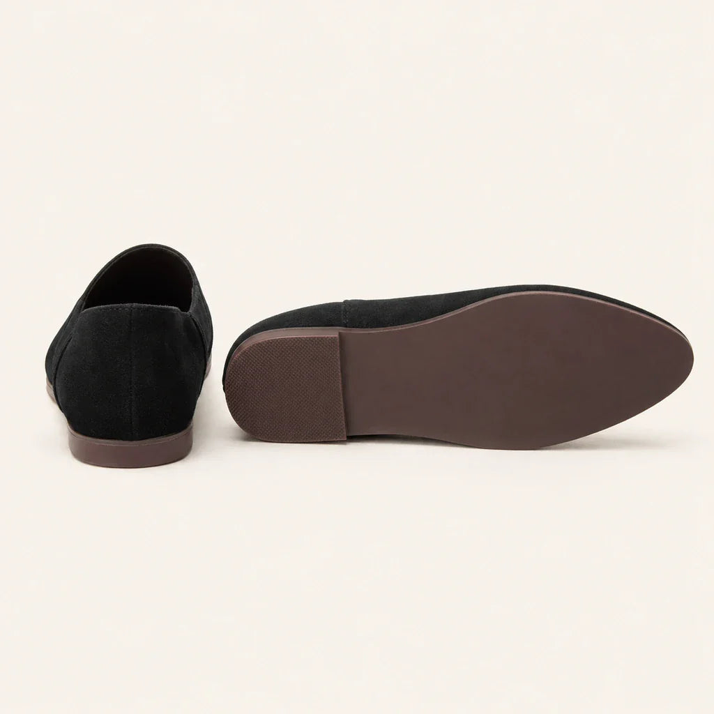 Mocassin En Daim Femme Bout Pointu Cuir Suédé - vue de la semelle