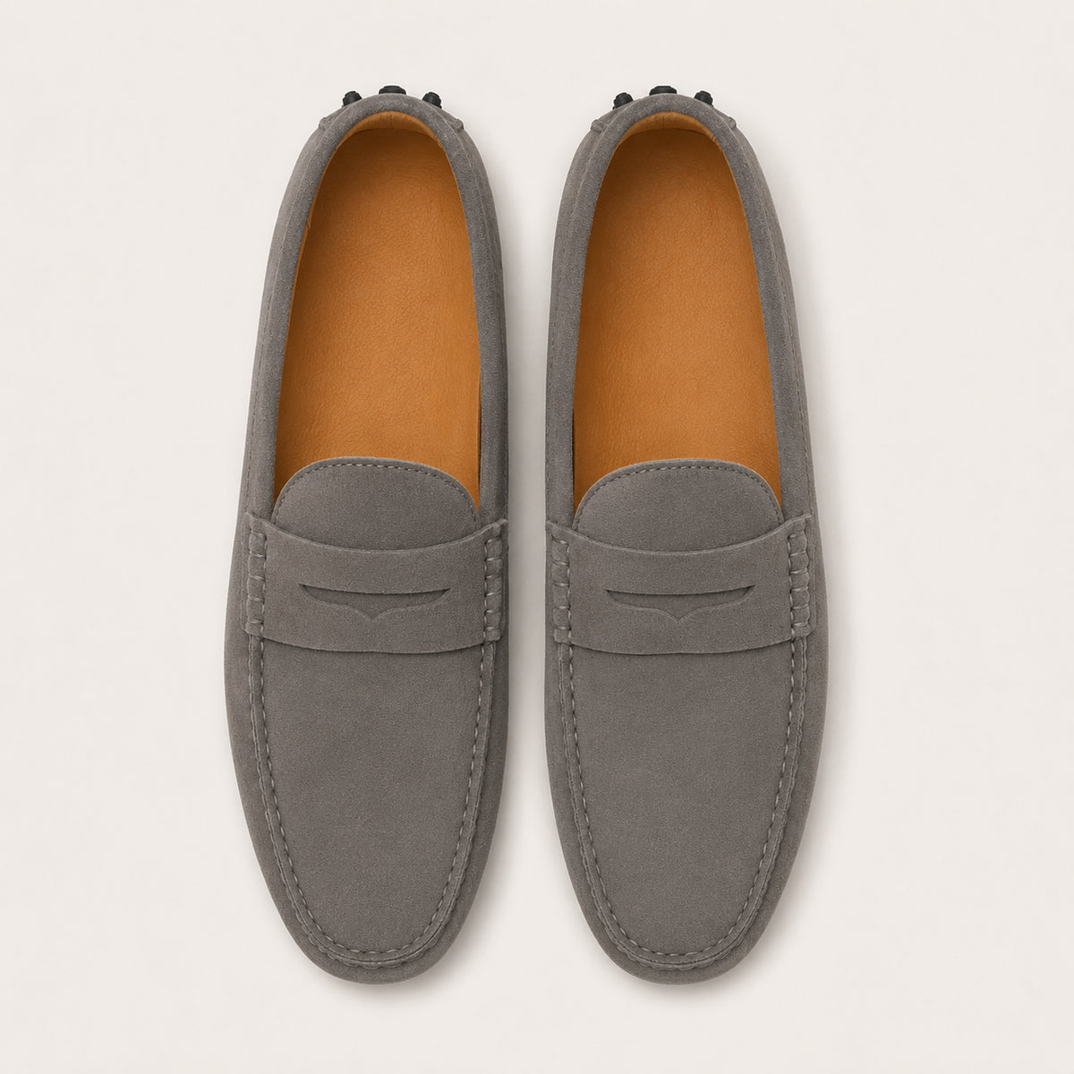 Mocassin En Daim Homme Gris - vue du dessus