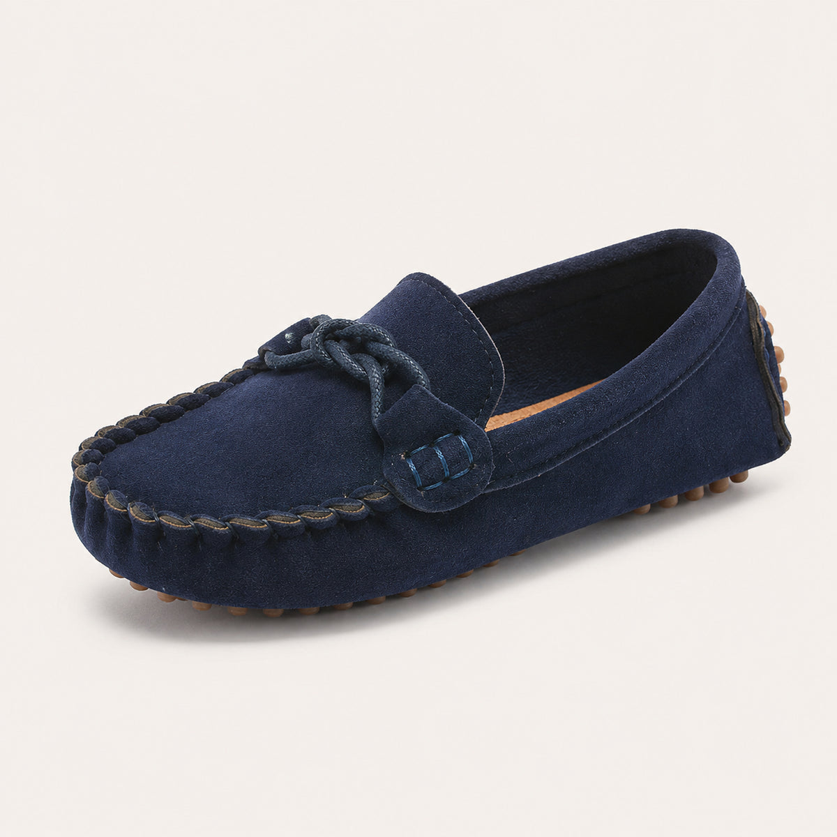 Mocassin Enfant Automne En Daim Bleu Marine - vue 3/4