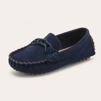 Mocassin Enfant Automne En Daim Bleu Marine - vue 3/4