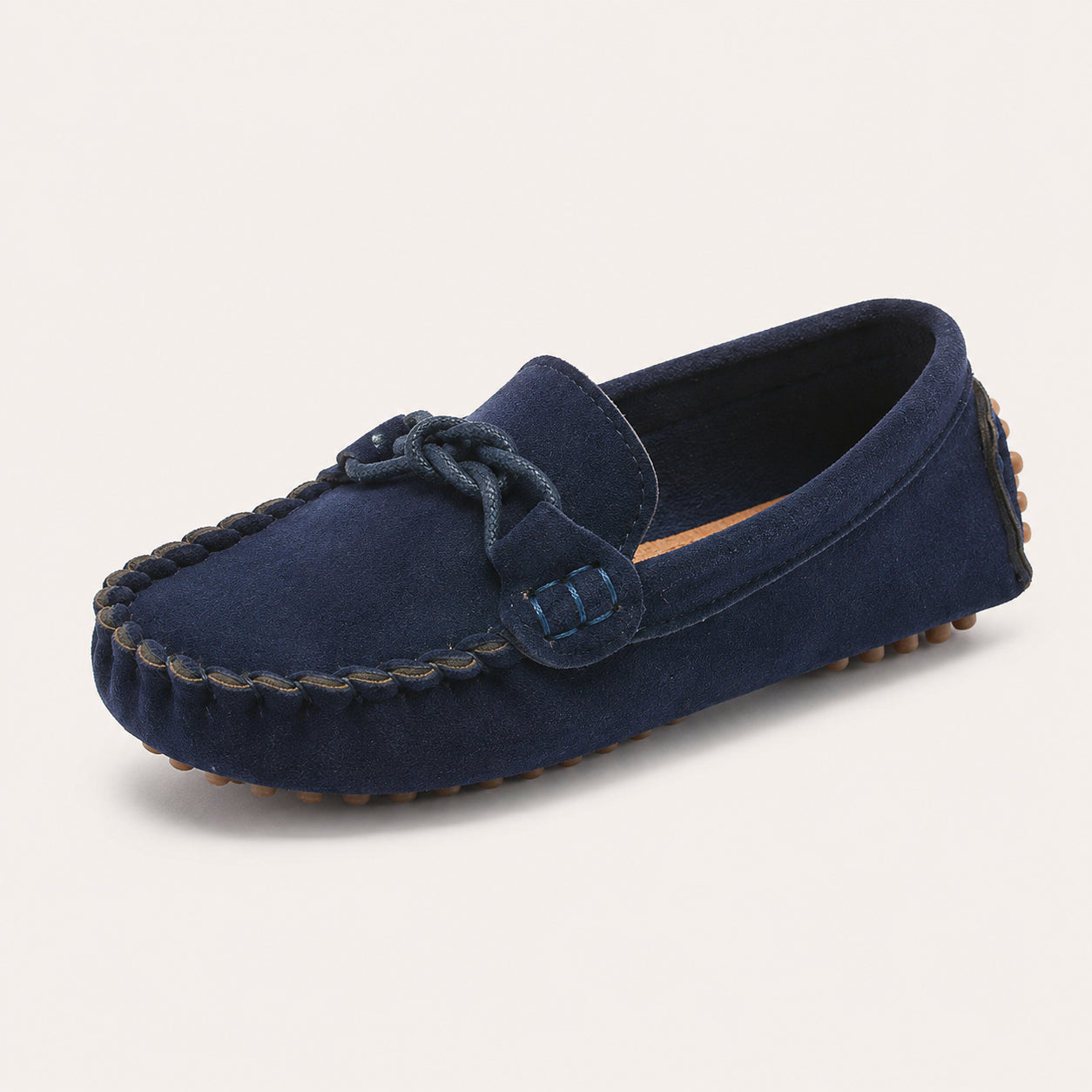 Mocassin Enfant Automne En Daim Bleu Marine - vue 3/4