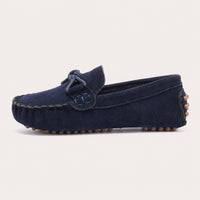 Mocassin Enfant Automne En Daim Bleu Marine - vue du dessus