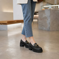 Mocassin Femme À Plateforme Talon Épais - porté